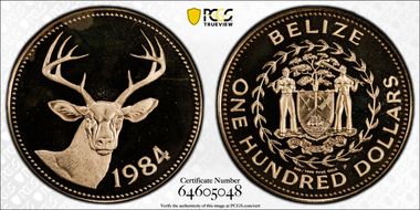 1984-FM $100 White-Tailed Deer KM-74 PR67DCAM