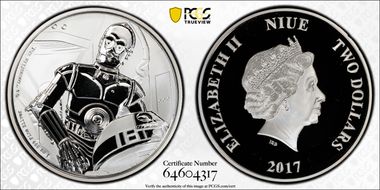 2017 $2 Star Wars -C3PO First Strike PR70DCAM