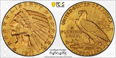 1911-D $5 XF45