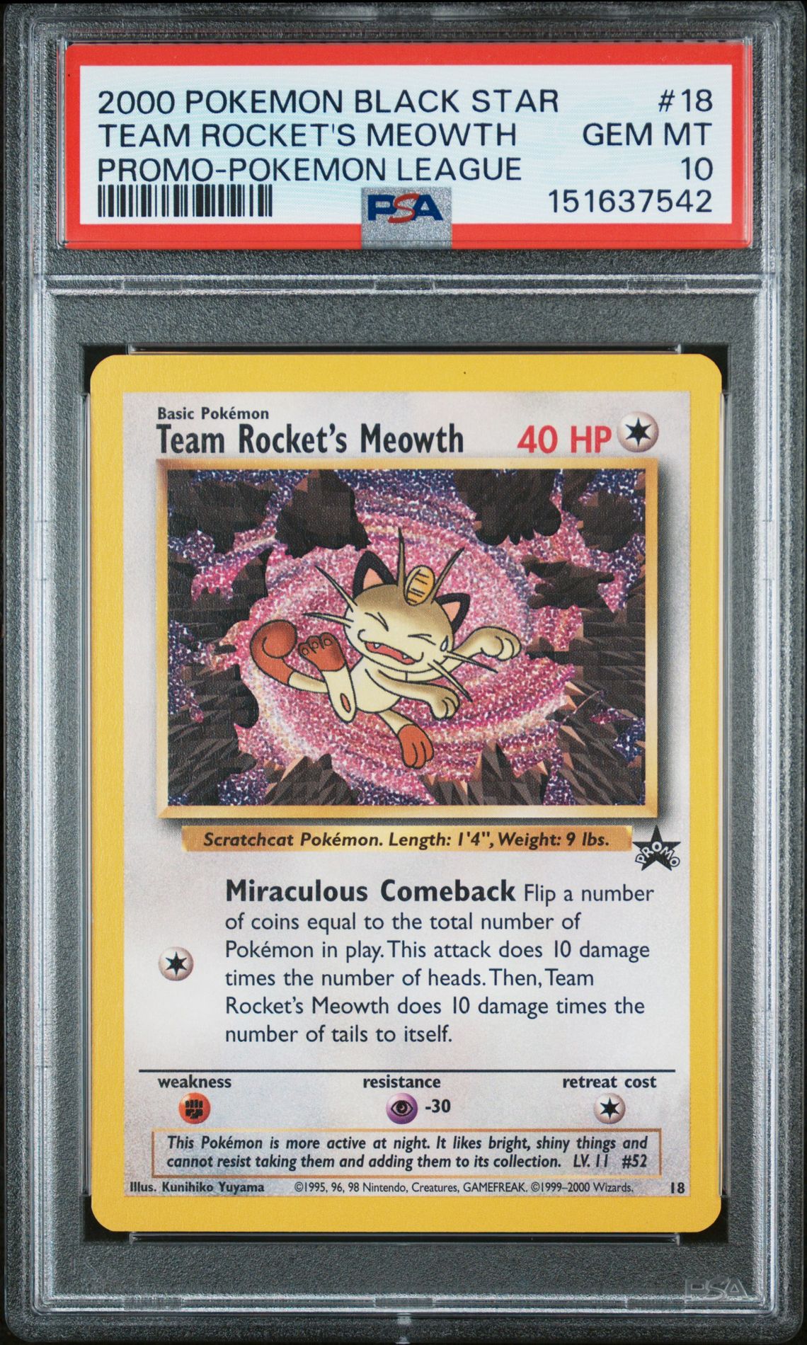 2000 Pokemon #18 Team Rocket's Meowth front