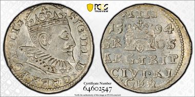 1594 3 Gr Riga MS62