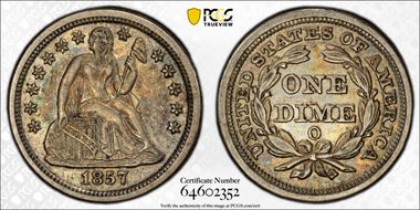 1857-O 10C XF45+