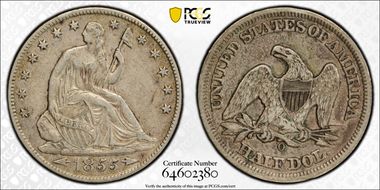 1855-O 50C Arrows XF45