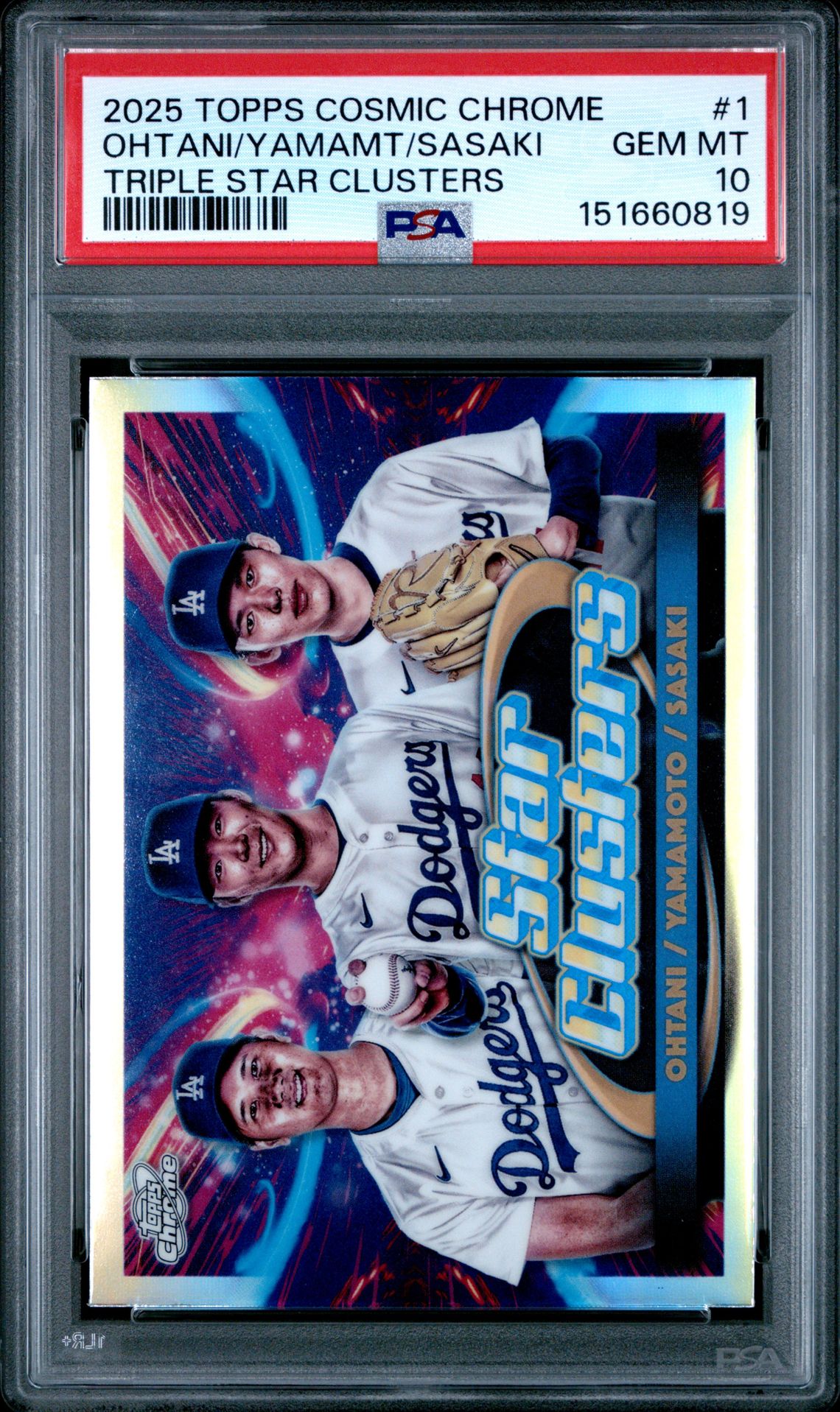 2025 Topps Topps Cosmic Chrome Triple Star Clusters #1 Ohtani/Yamamt/Sasaki front