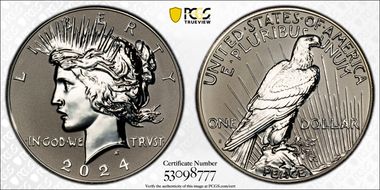 2024-S $1 Peace Dollar Rev PR Two-Coin Reverse Proof Set PR66