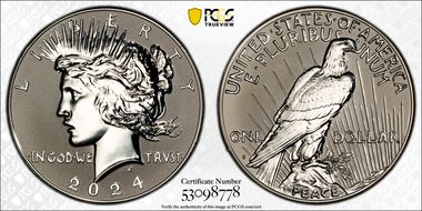 2024-S $1 Peace Dollar Rev PR Two-Coin Reverse Proof Set PR70