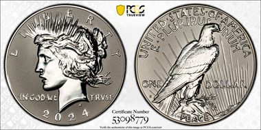 2024-S $1 Peace Dollar Rev PR Two-Coin Reverse Proof Set PR70