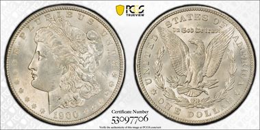1900 $1 VAM 16, Two Olive Rev MS63