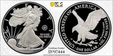 2025-W $1 Silver Eagle w/ U.S. Army Privy 250th Anniversary PR70DCAM