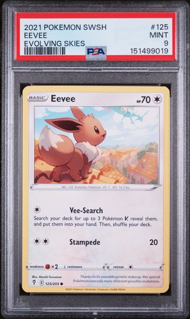 2021 Pokemon Evolving Skies Reverse Holo #125 Eevee front