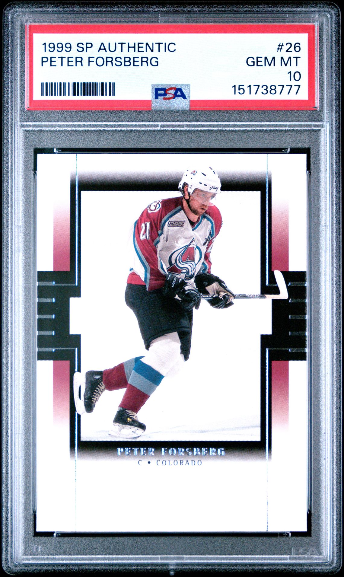 1999 Upper Deck SP AUTHENTIC #26 Peter Forsberg front