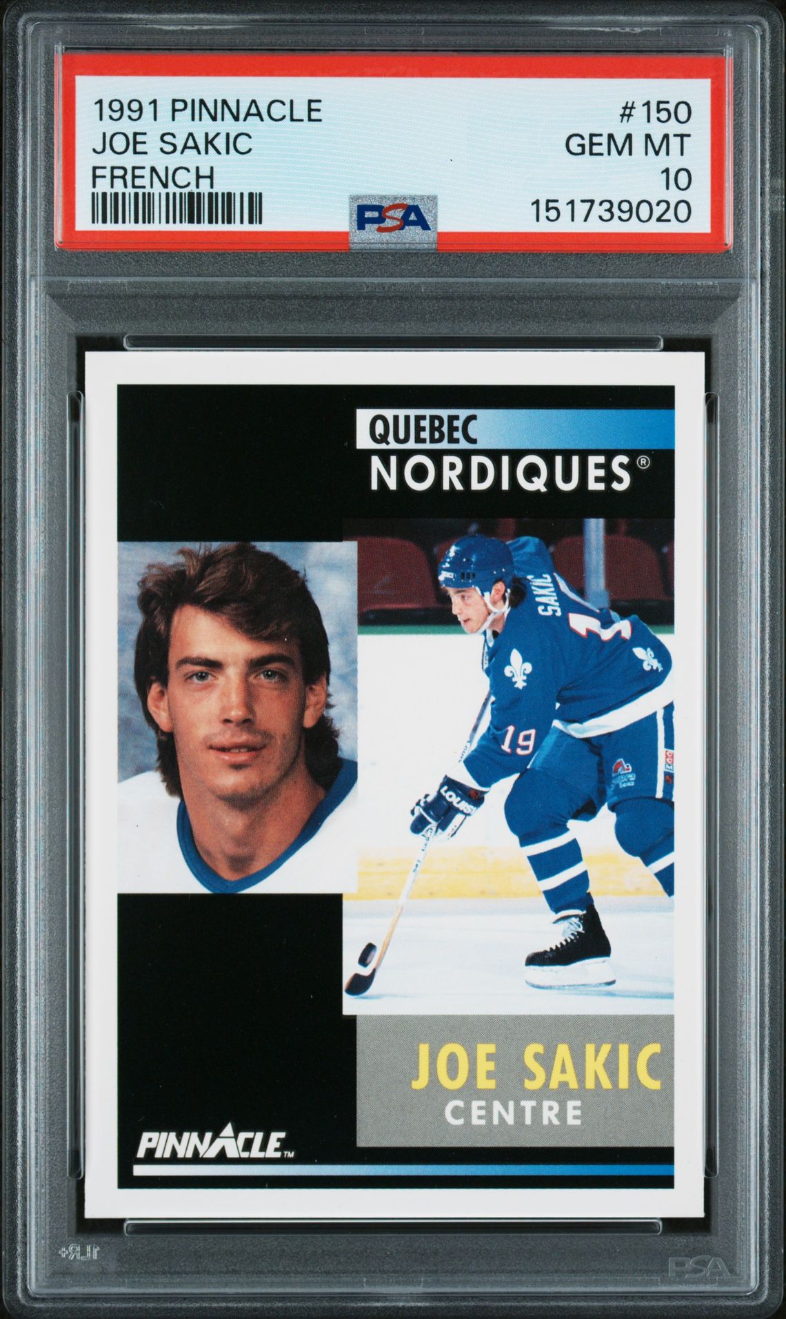 1991 Pinnacle PINNACLE FRENCH #150 Joe Sakic front