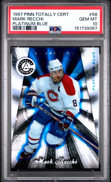 1997 Pinnacle Platinum #58 Totally Blue Mark Recchi front