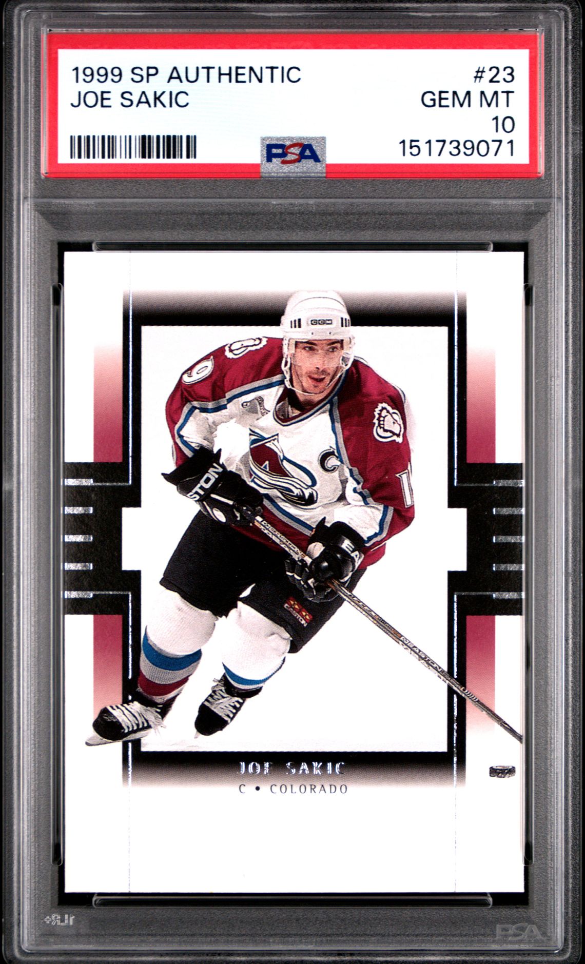 1999 Upper Deck SP AUTHENTIC #23 Joe Sakic front