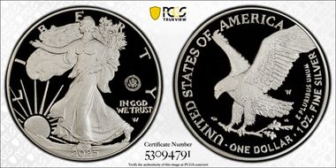 2025-W $1 Silver Eagle w/ U.S. Army Privy 250th Anniversary First Strike PR70DCAM