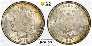 1878 8TF $1 VAM 12, Notched Stars MS62