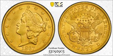 1867-S $20 N1