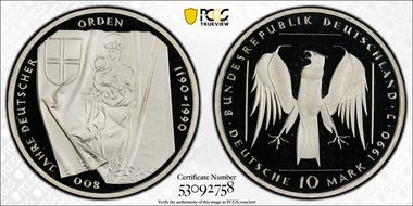 1990-J 10 Mk Teutonic Order PR69DCAM