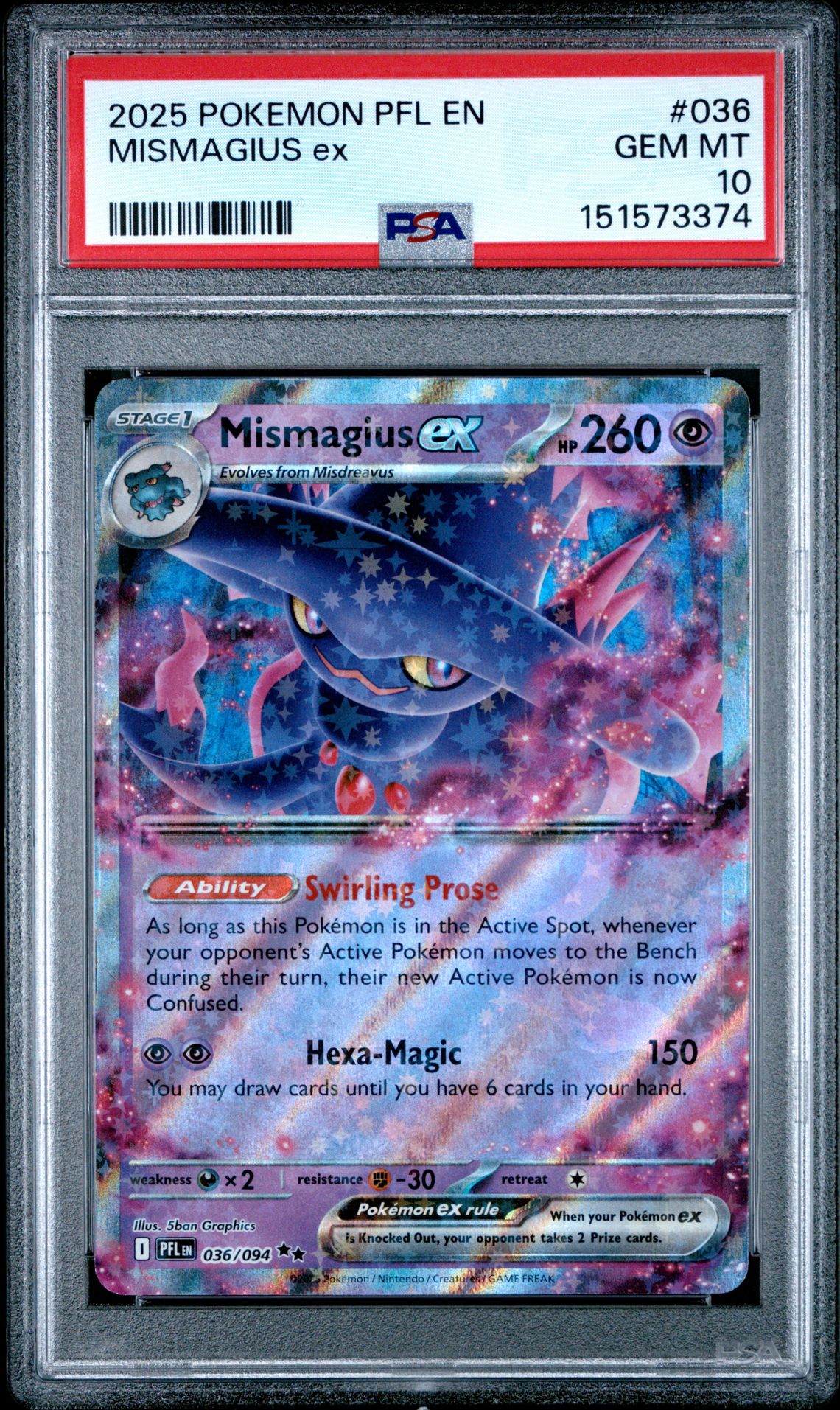 2025 Pokemon POKEMON PFL EN-PHANTASMAL FLAMES #036 Mismagius Ex front
