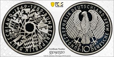 1989-G 10 Mk 40th Anniversary Republic PR69DCAM