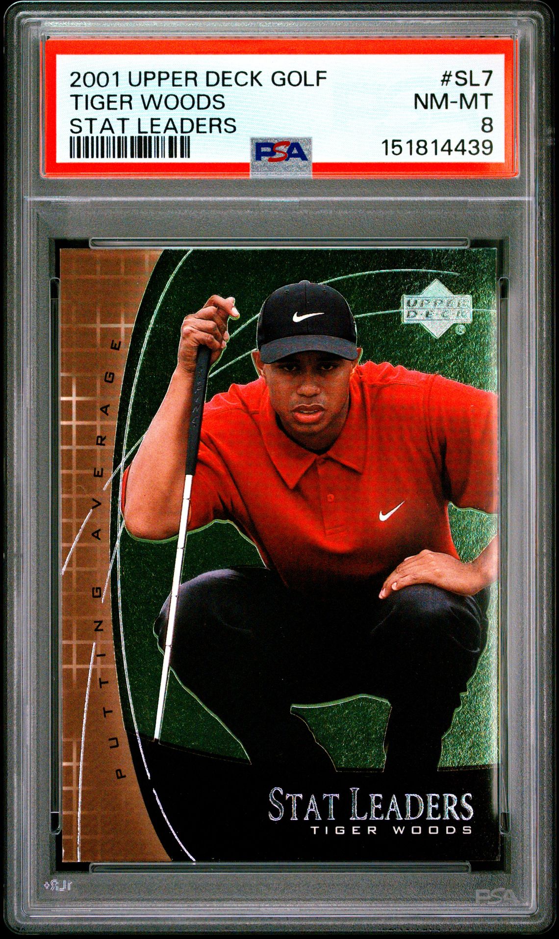 2001 Upper Deck UPPER DECK STAT LEADERS #SL7 Tiger Woods front