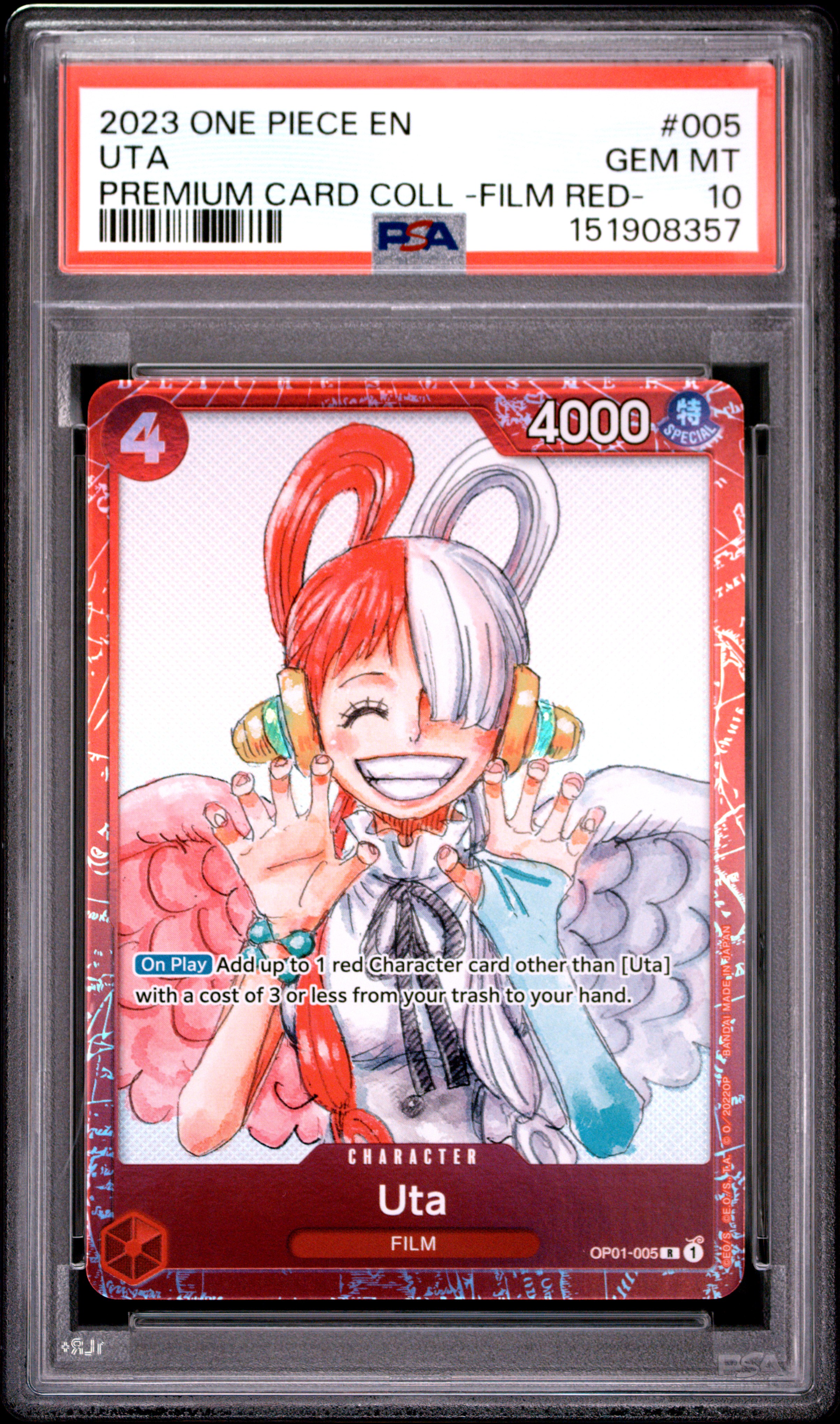 2023 ONE PIECE #005 UTA プレミアムコレクションPSA10 One piece slabs KG's 2023 One Piece Premium Card Collection -One