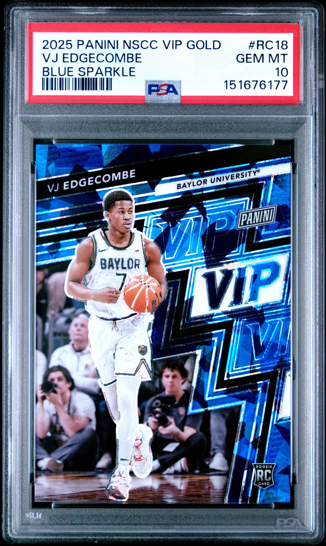 2025 Panini National Treasures BLUE SPARKLE #RC18 Vj Edgecombe front