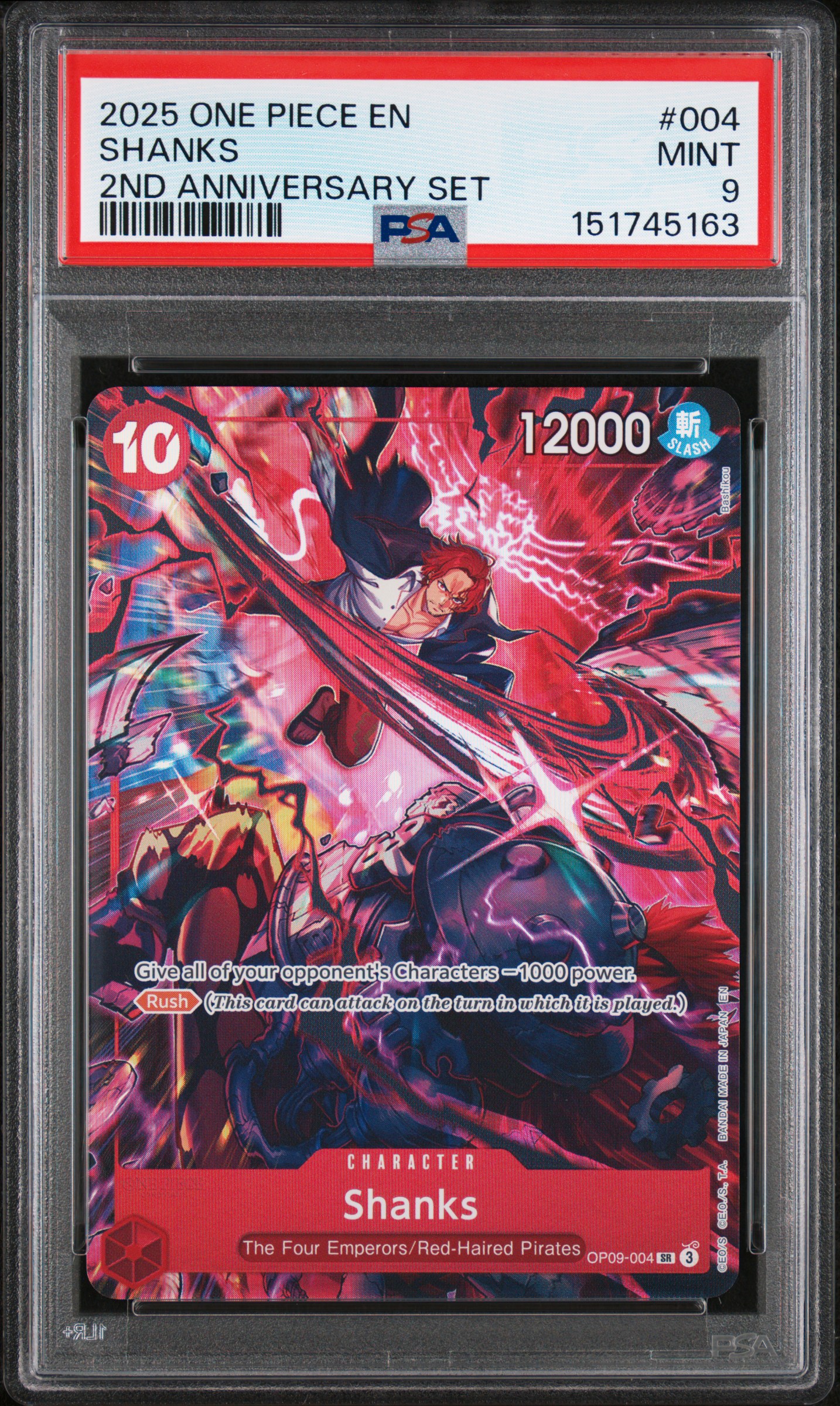 2025 #004 Shanks PSA 9 One Piece English Version 2nd Anniversary Set