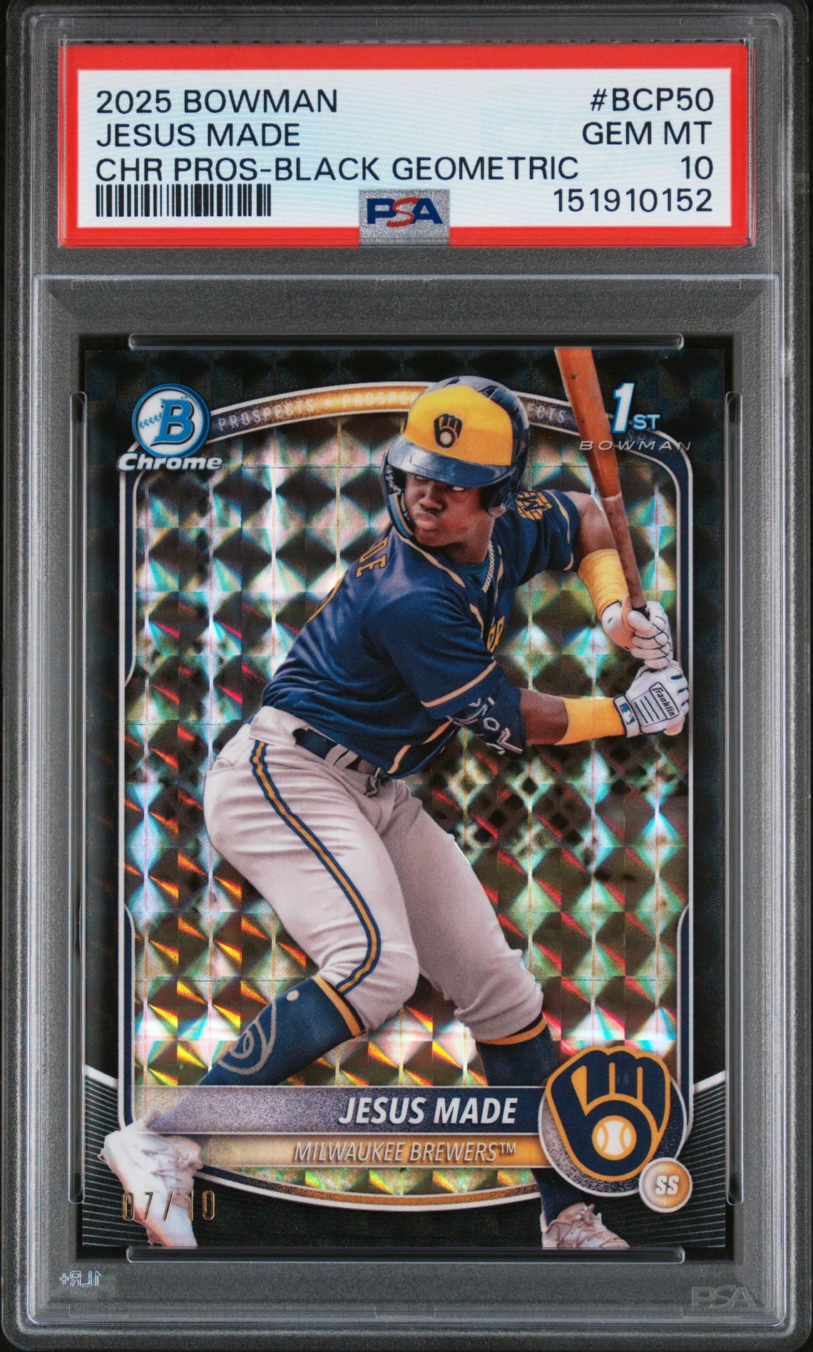 2025 Bowman BOWMAN CHROME PROSPECTS CHR PROS-BLACK GEOMETRIC #BCP50 Jesus Made front
