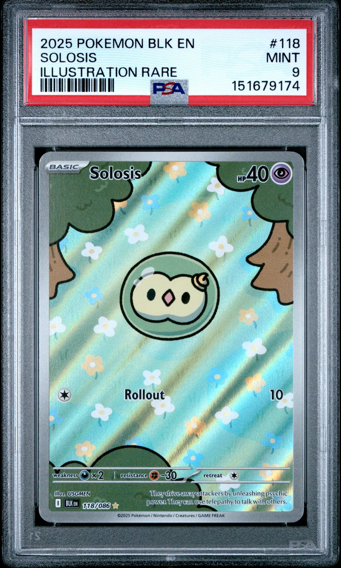 2025 Pokemon Blk En-Black Bolt Solosis #118 (Illustration Rare) Mint 9 front