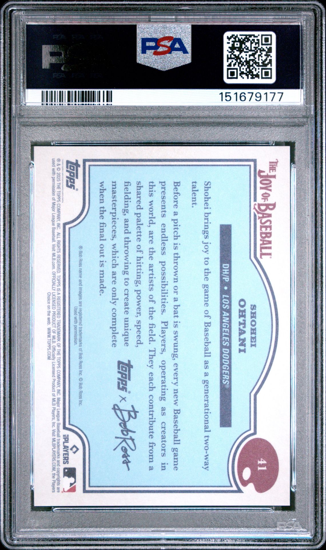 2025 Topps X Bob Ross The Joy Of Baseball Shohei Ohtani #41 Gem Mt 10 back