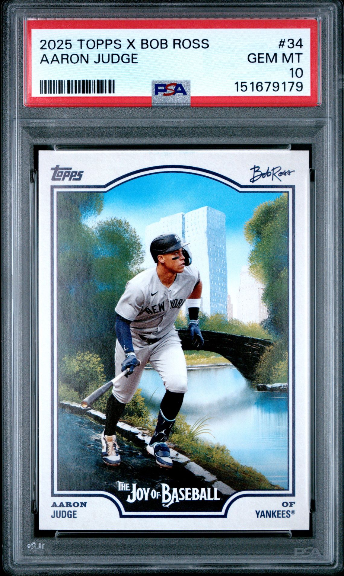 2025 Topps X Bob Ross The Joy Of Baseball Aaron Judge #34 Gem Mt 10 front view - PSA graded GEM MT 10