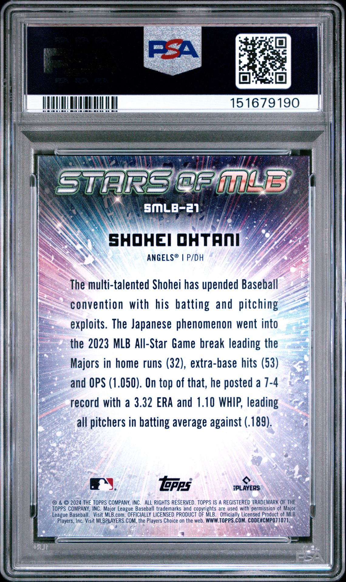 2024 Topps Stars Of Mlb Shohei Ohtani #Smlb21 Mint 9 back