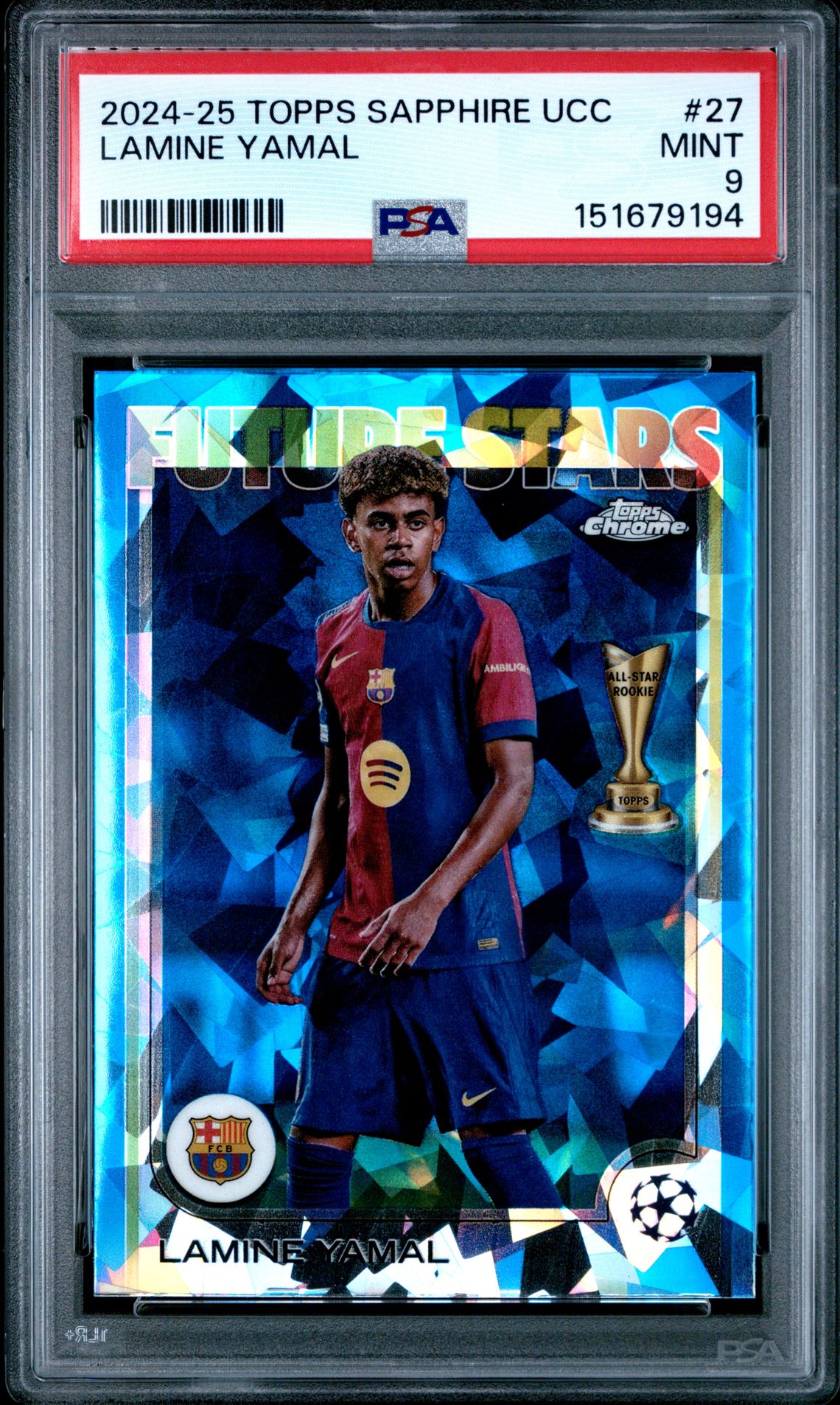 2024-25 Topps Chrome Sapphire Edition Uefa Club Competitions Lamine Yamal #27 Mint 9 front