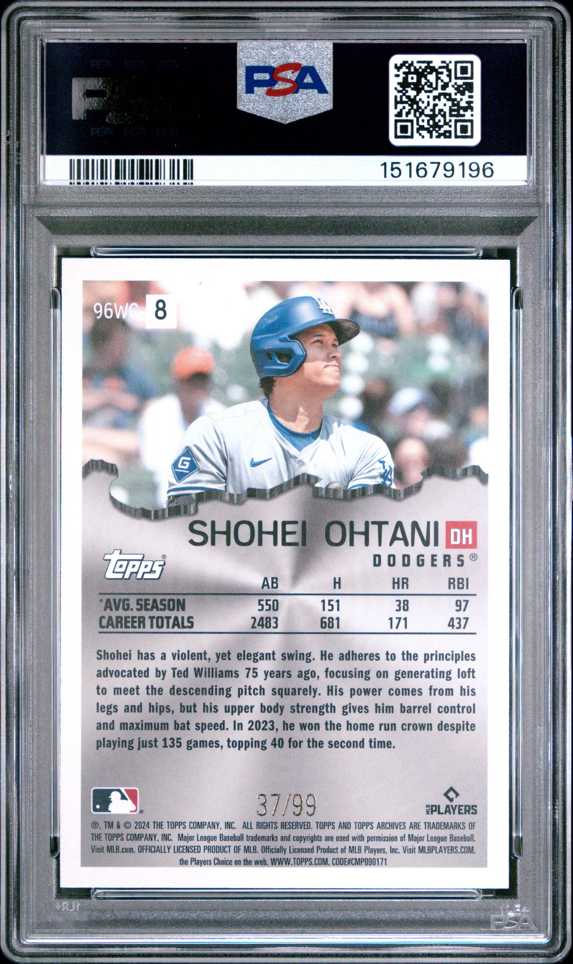 2024 Topps Archives 1996 Wrecking Crew Shohei Ohtani #96Wc8 (1996 Wrecking Crew-Green) Mint 9 back