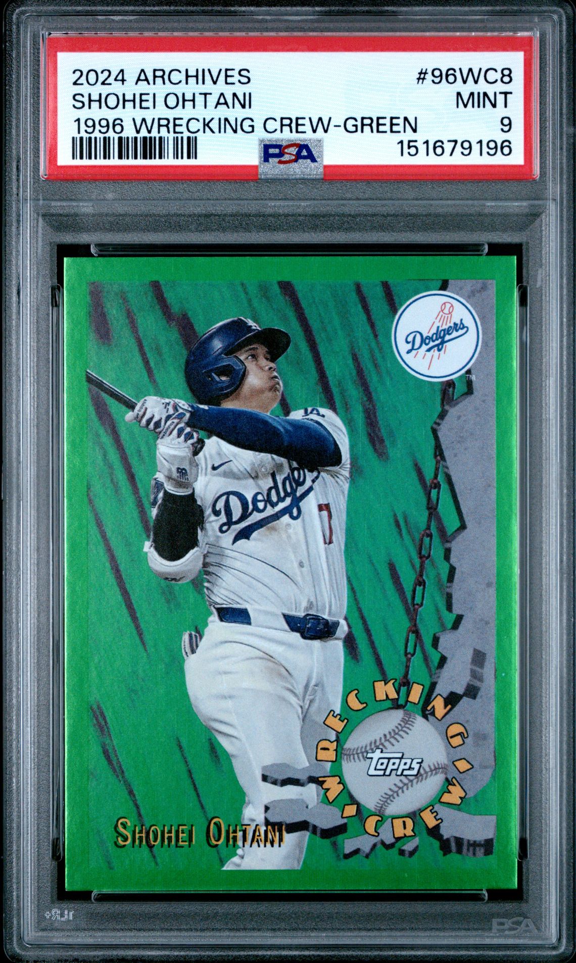 2024 Topps Archives 1996 Wrecking Crew Shohei Ohtani #96Wc8 (1996 Wrecking Crew-Green) Mint 9 front