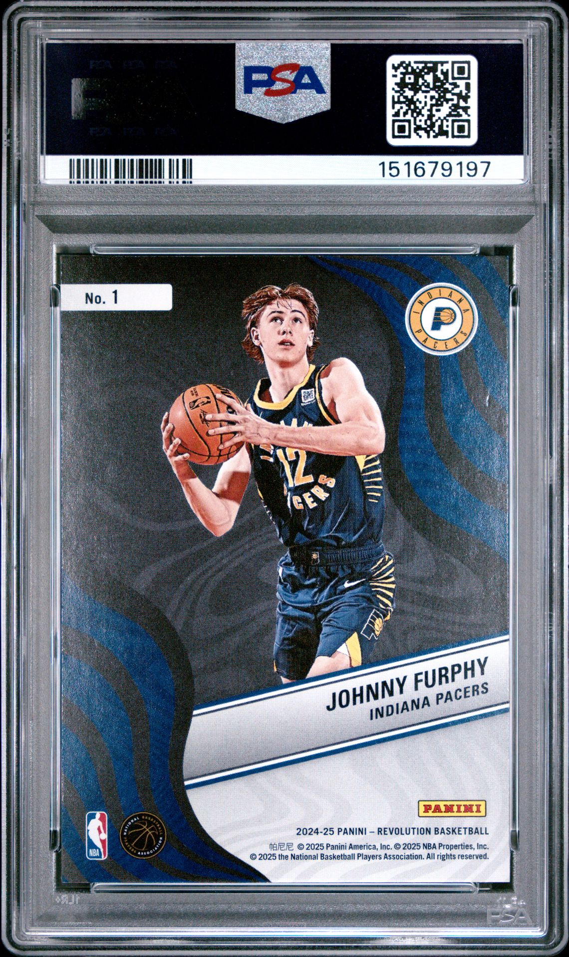 2024 Panini Revolution New Wave Johnny Furphy #1 Gem Mt 10 back view - PSA certificate #151679197