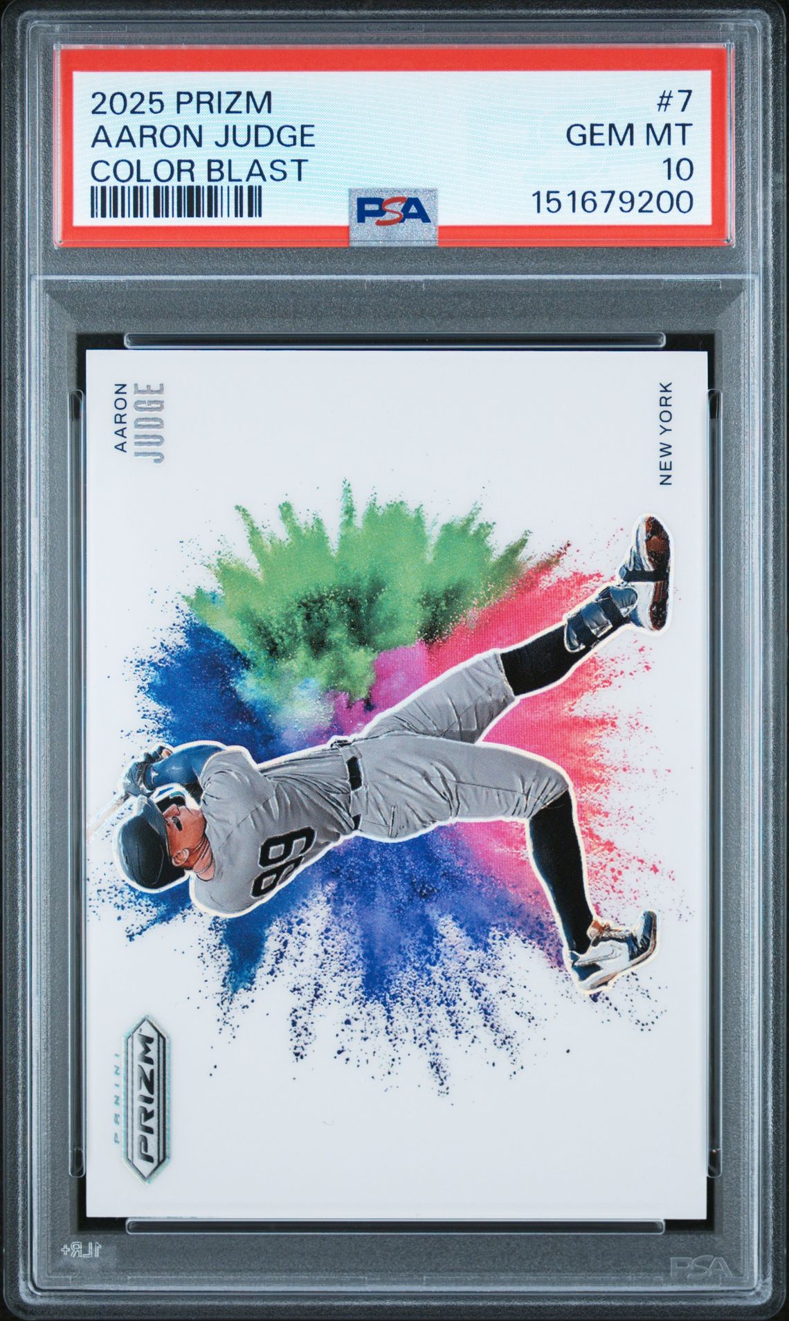 2025 Panini Prizm Color Blast Aaron Judge #7 Gem Mt 10 front