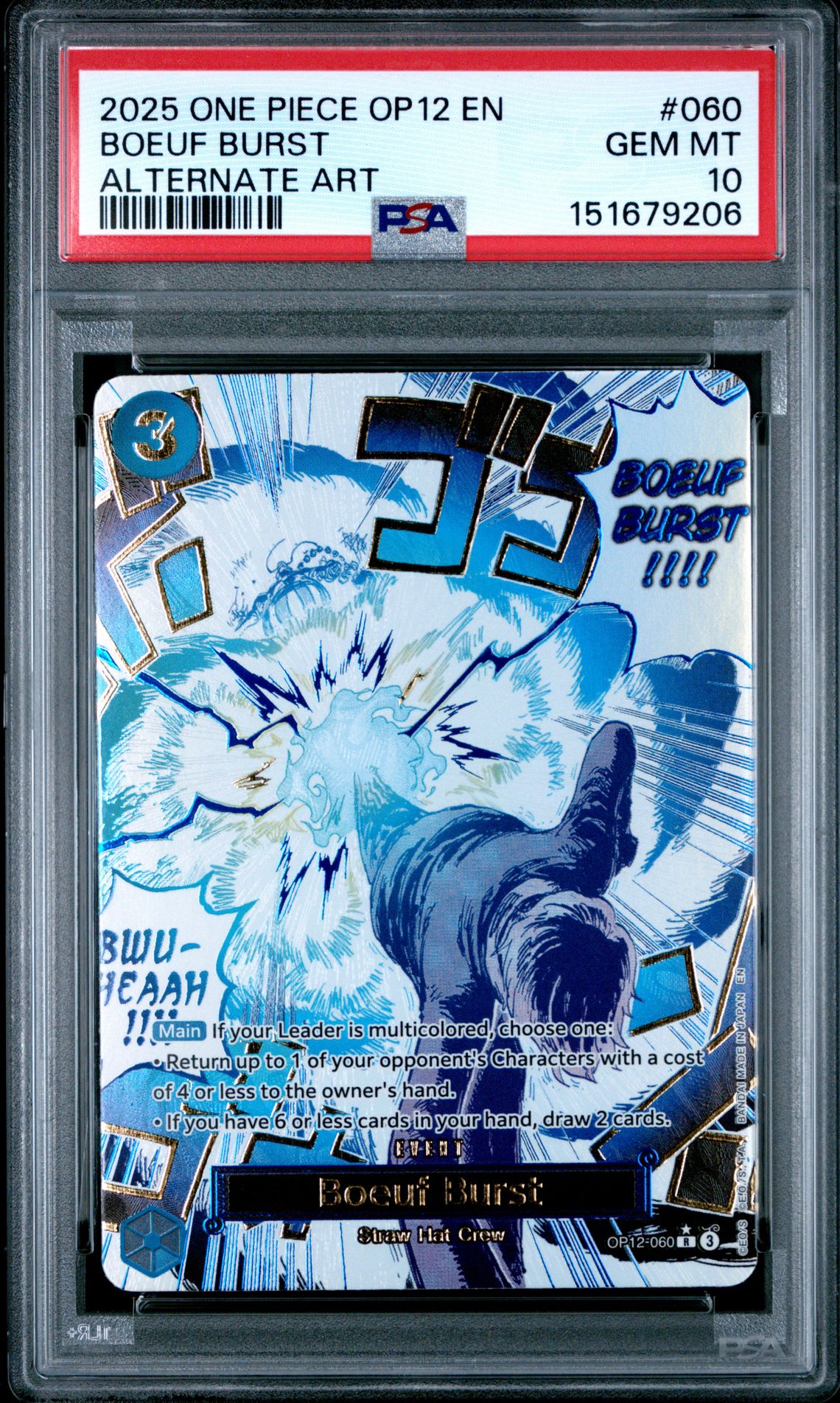 2025 One Piece Op12-Legacy Of The Master Boeuf Burst #060 (Alternate Art) Gem Mt 10 front
