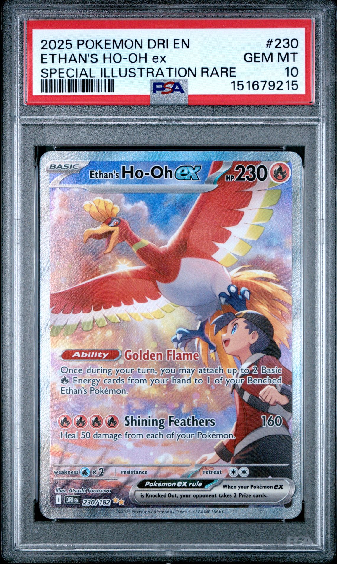 2025 Pokemon Dri En-Destined Rivals Ethan's Ho-Oh Ex #230 (Special Illustration Rare) Gem Mt 10 front