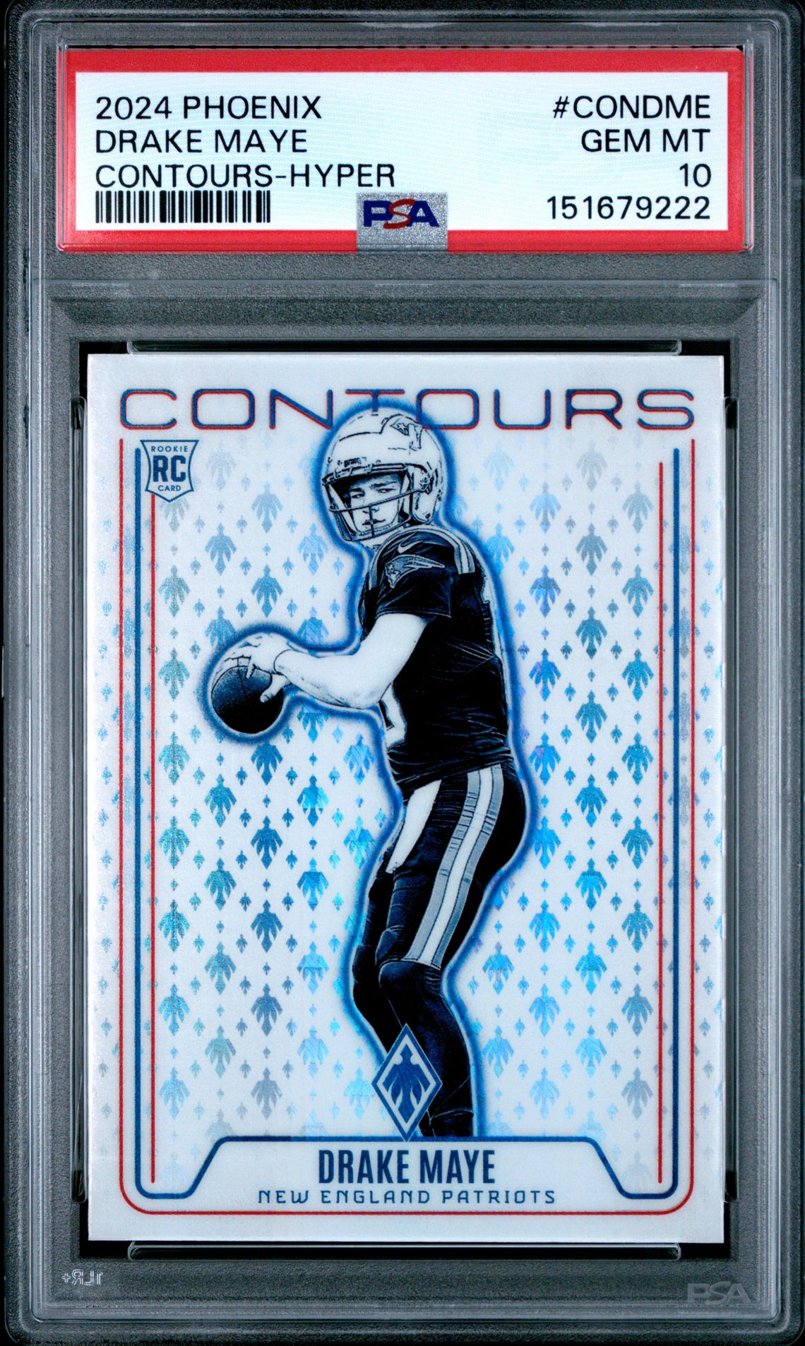 2024 Panini Phoenix Contours Drake Maye #Condme (Contours-Hyper) Gem Mt 10 front