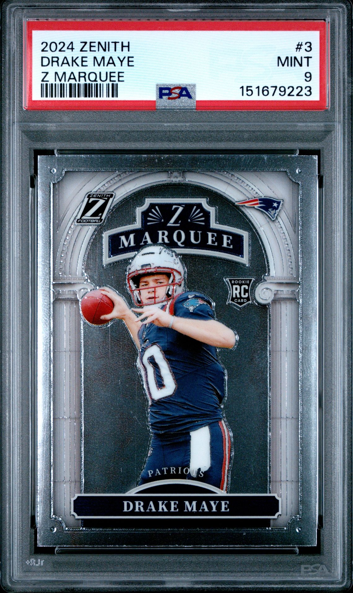 2024 Panini Zenith Z Marquee Drake Maye #3 Mint 9 front
