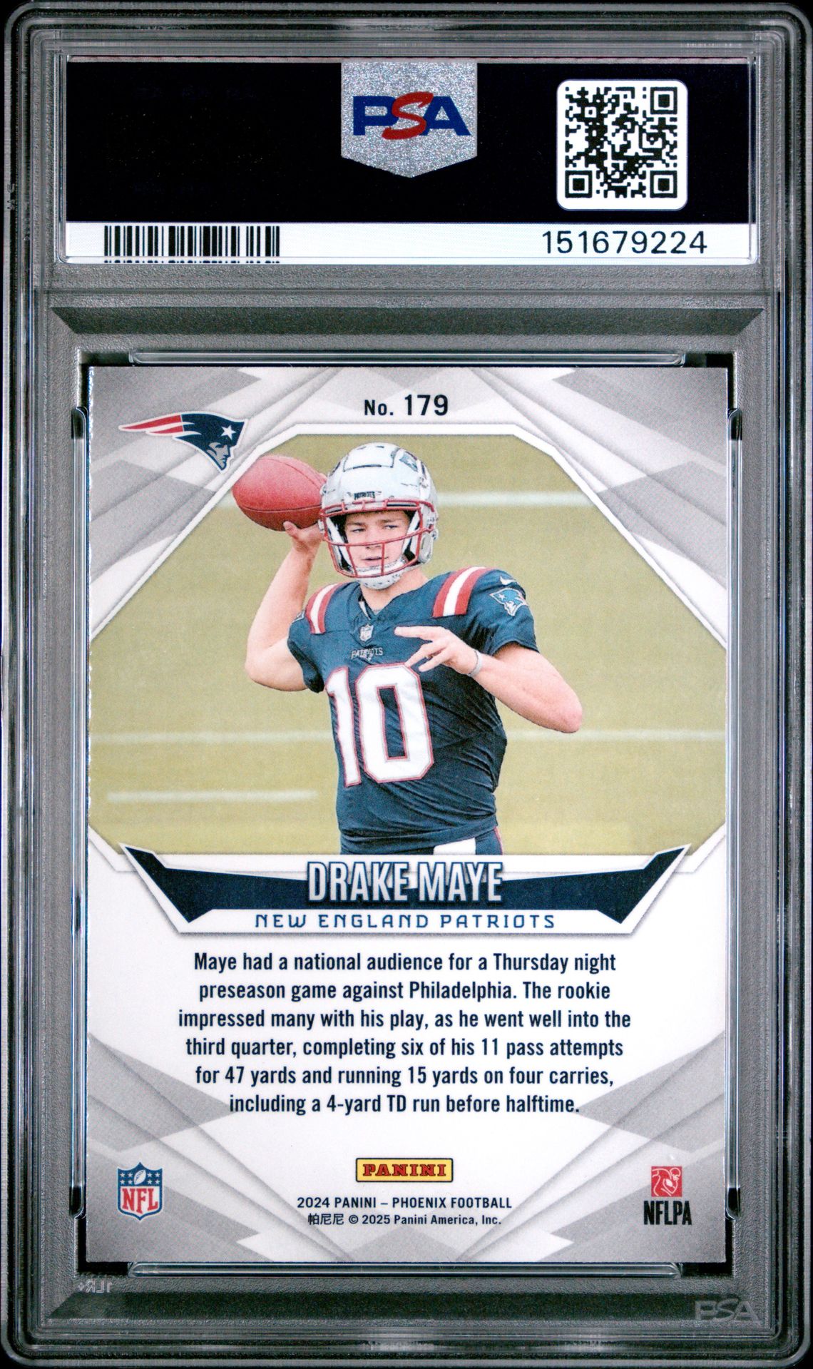 2024 Panini Phoenix Drake Maye #179 Mint 9 back