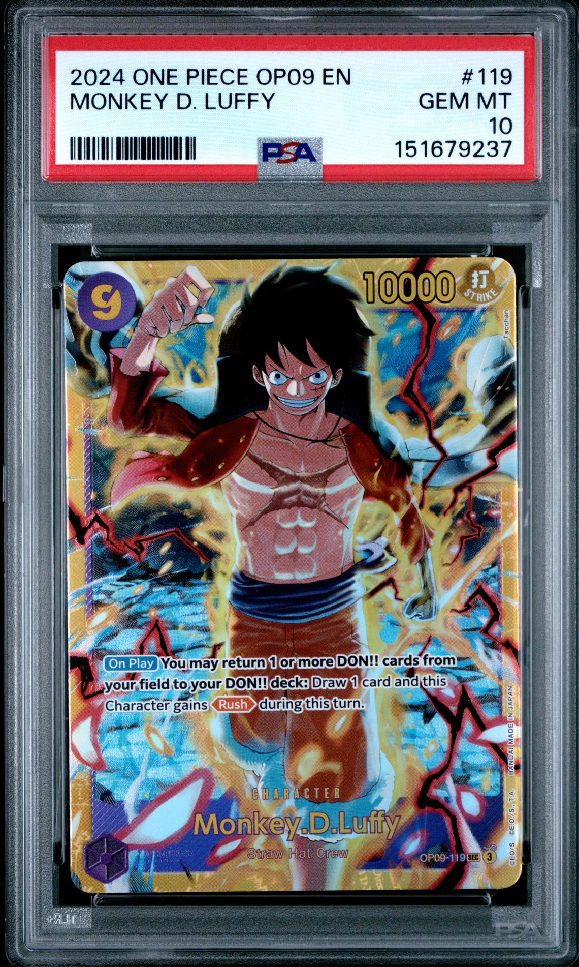 2024 One Piece Op09-Emperors In The New World Monkey D. Luffy #119 Gem Mt 10 front