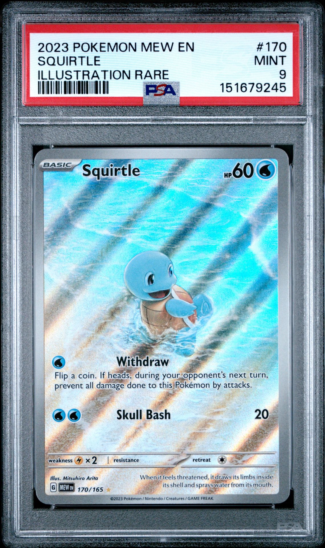 2023 Pokemon Mew En-151 Squirtle #170 (Illustration Rare) Mint 9 front
