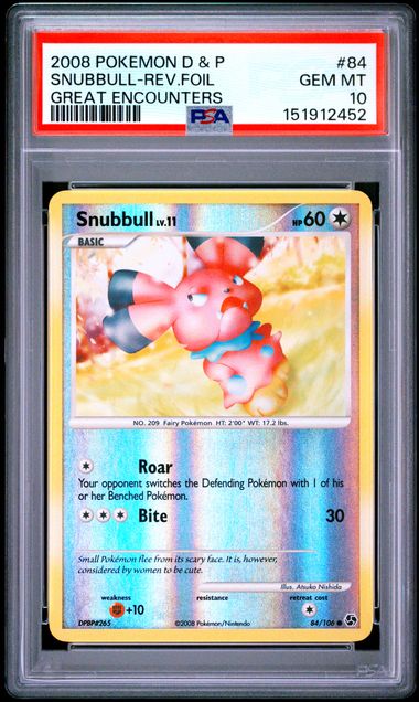 2008 Pokemon POKEMON DIAMOND & PEARL GREAT ENCOUNTERS #84 Snubbull-Rev.Foil front