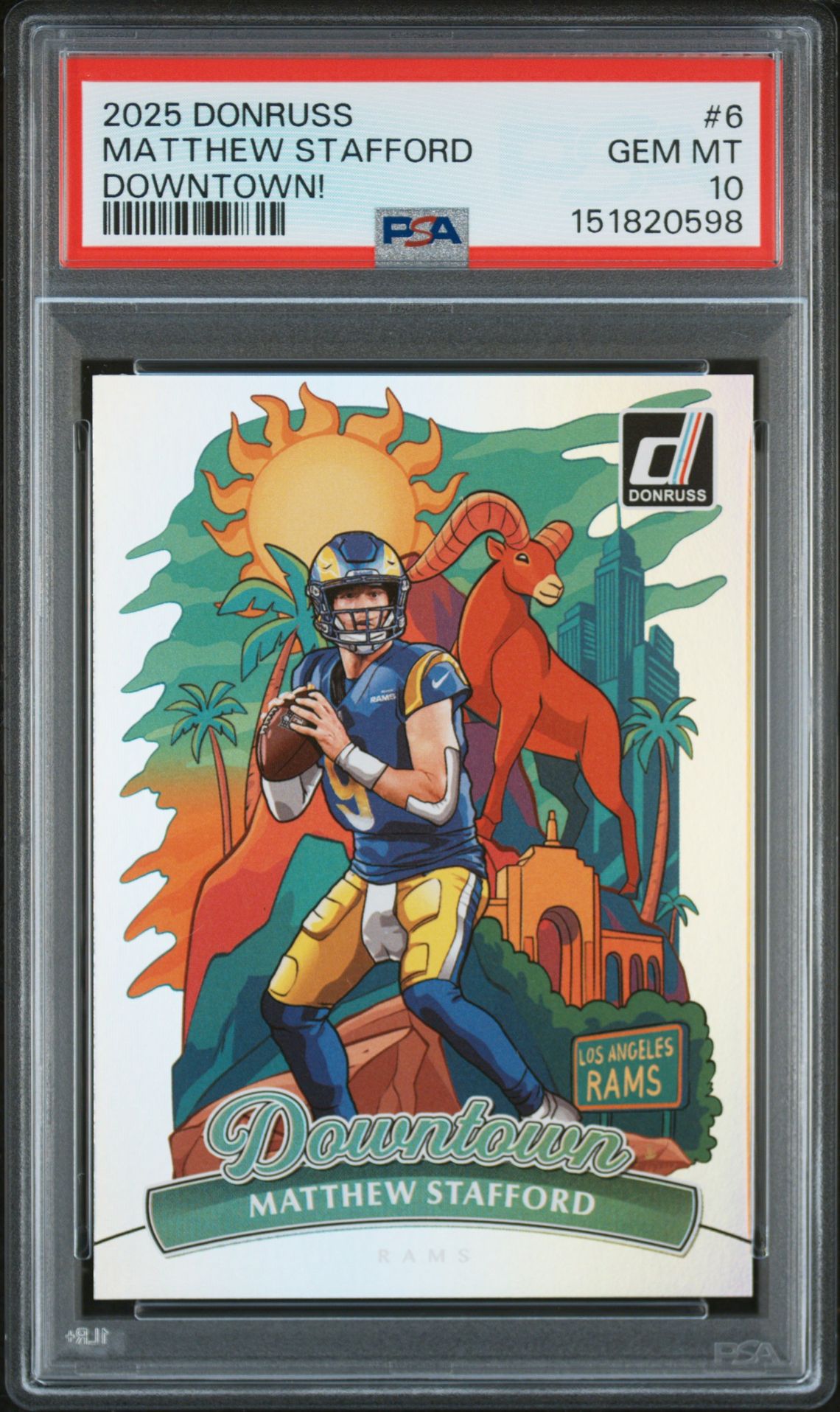 2025 PANINI DONRUSS DOWNTOWN MATTHEW STAFFORD  6 GEM MT 10 front