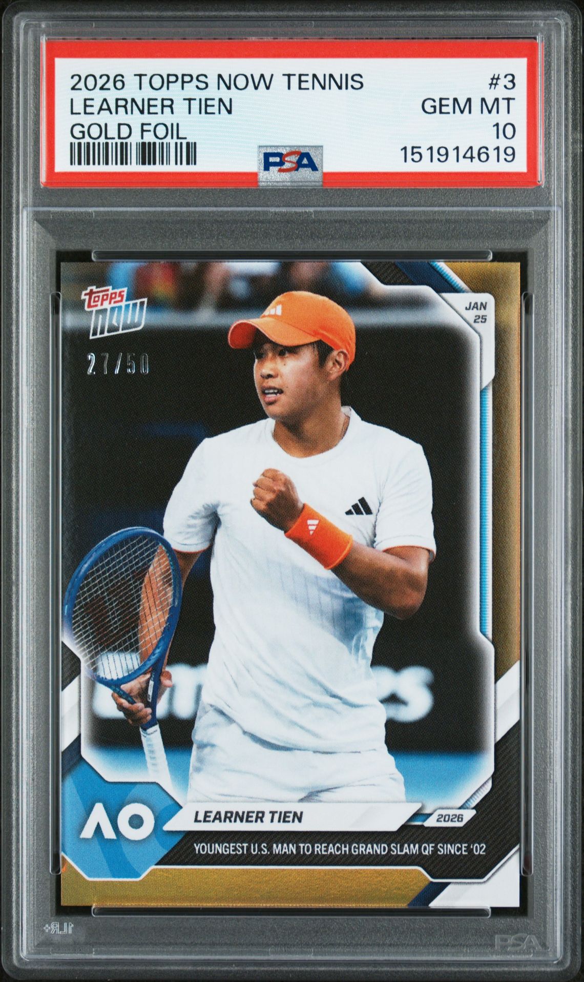 2026 Topps TOPPS NOW TENNIS Gold Learner Tien front