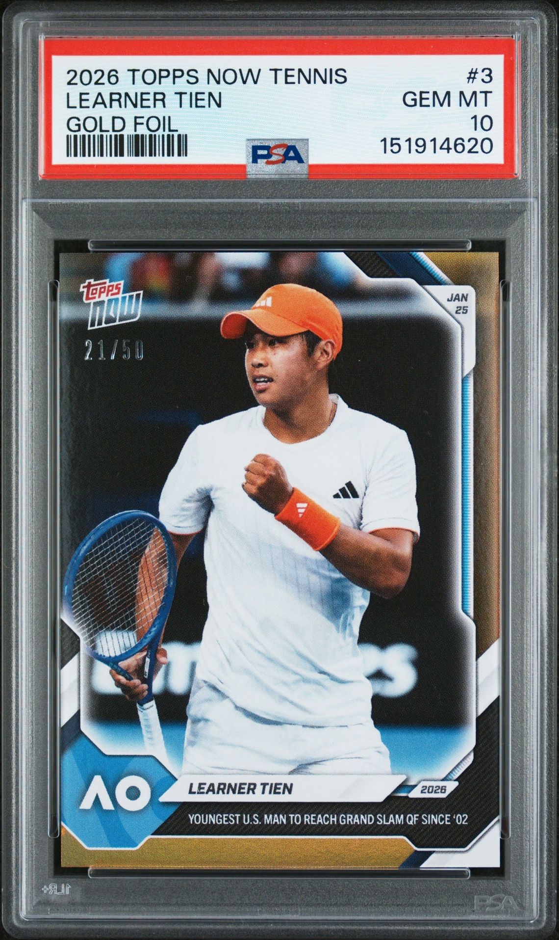 2026 Topps TOPPS NOW TENNIS Gold Learner Tien front