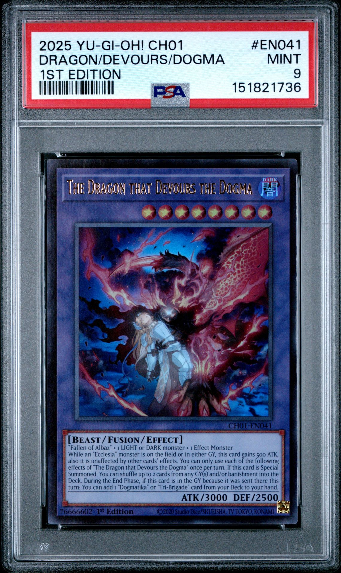 2025 Yu-Gi-Oh! YU-GI-OH! CH01-THE CHRONICLES DECK: THE FALLEN & THE VIRTUOUS (ALL-FOIL EDITION) 1ST EDITION #EN041 Dragon/Devours/Dogma front
